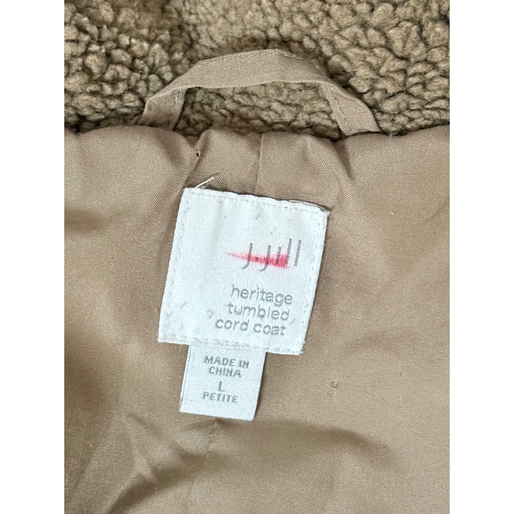 J. Jill Heritage Tumbled Cord Coat Tan Brown Corduroy Sherpa Lined Size‎ Large P - Picture 5 of 12